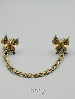 Alfred Philippe Crown Trifari RARE Butterfly Sweater Guards Smoky Rhinestone
