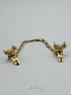 Alfred Philippe Crown Trifari RARE Butterfly Sweater Guards Smoky Rhinestone