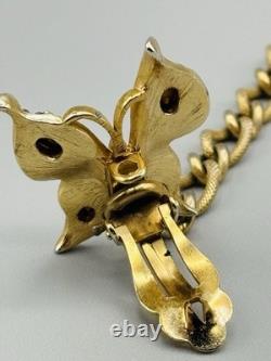 Alfred Philippe Crown Trifari RARE Butterfly Sweater Guards Smoky Rhinestone