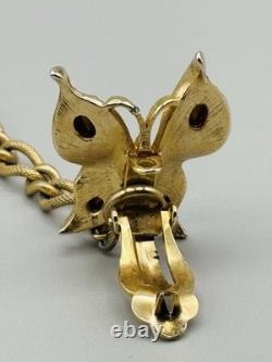 Alfred Philippe Crown Trifari RARE Butterfly Sweater Guards Smoky Rhinestone