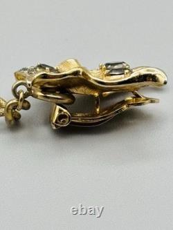 Alfred Philippe Crown Trifari RARE Butterfly Sweater Guards Smoky Rhinestone