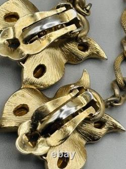 Alfred Philippe Crown Trifari RARE Butterfly Sweater Guards Smoky Rhinestone