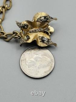 Alfred Philippe Crown Trifari RARE Butterfly Sweater Guards Smoky Rhinestone