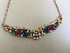 Alfred Philippe Crown Trifari Red, blue, green stone Fruit Salad Stone Necklace