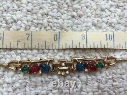 Alfred Philippe Crown Trifari Red, blue, green stone Fruit Salad Stone Necklace