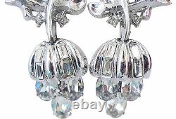 Alfred Philippe Crown Trifari Rhinestone Grape Runway Statement Earrings