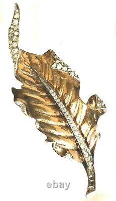 Alfred Philippe Crown Trifari Sterling Silver Figural Leaf Fur Pin Brooch