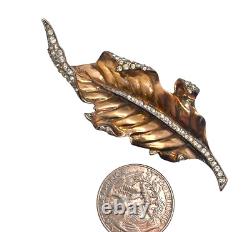 Alfred Philippe Crown Trifari Sterling Silver Figural Leaf Fur Pin Brooch