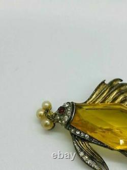 Alfred Philippe Crown Trifari Sterling Silver Fish Jelly Belly Brooch