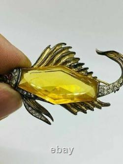 Alfred Philippe Crown Trifari Sterling Silver Fish Jelly Belly Brooch