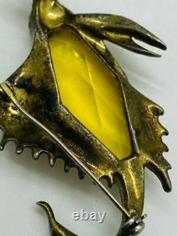 Alfred Philippe Crown Trifari Sterling Silver Fish Jelly Belly Brooch