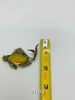 Alfred Philippe Crown Trifari Sterling Silver Fish Jelly Belly Brooch