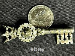 Alfred Philippe Crown Trifari Sterling Silver Rhinestone Set Figural Key Brooch