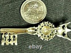 Alfred Philippe Crown Trifari Sterling Silver Rhinestone Set Figural Key Brooch