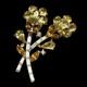 Alfred Philippe Crown Trifari Yellow Flower Spray Brooch Vtg 50s Rhinestone RARE