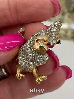 Alfred Philippe For Crown Trifari Rhinestone And Gold Tone Lion Brooch