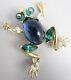 Alfred Philippe For Trifari Blue Jelly Belly Tree Frog Brooch Pin