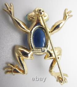 Alfred Philippe For Trifari Blue Jelly Belly Tree Frog Brooch Pin