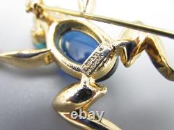 Alfred Philippe For Trifari Blue Jelly Belly Tree Frog Brooch Pin