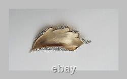 Alfred Philippe For Trifari Brooch Brushed Gold Pave Rhinestones Pin Rare