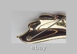 Alfred Philippe For Trifari Brooch Brushed Gold Pave Rhinestones Pin Rare
