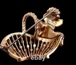 Alfred Philippe Paris In The Spring Invisibly Set Poodle Dog In Basket Brooch