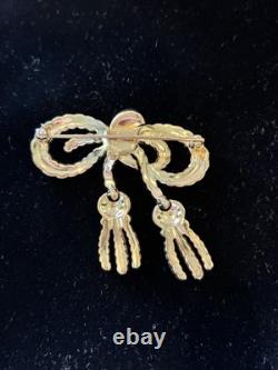 Alfred Philippe Pat Pend Crown Trifari Rope Pave Bow Brooch Pre-1955 articulated