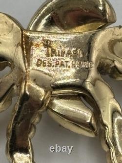 Alfred Philippe Pat Pend Crown Trifari Rope Pave Bow Brooch Pre-1955 articulated
