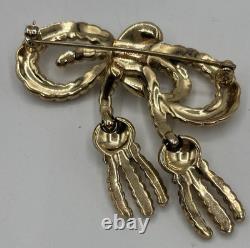 Alfred Philippe Pat Pend Crown Trifari Rope Pave Bow Brooch Pre-1955 articulated