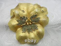 Alfred Philippe Rare Crown Trifari Pansy Rhinestone Brooch Pin Clip Earrings