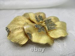 Alfred Philippe Rare Crown Trifari Pansy Rhinestone Brooch Pin Clip Earrings