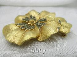 Alfred Philippe Rare Crown Trifari Pansy Rhinestone Brooch Pin Clip Earrings