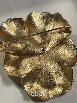 Alfred Philippe Rare Crown Trifari Pansy Rhinestone Brooch Pin Clip Earrings