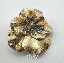 Alfred Philippe Rare Crown Trifari Pansy Rhinestone Brooch Pin Clip Earrings