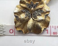 Alfred Philippe Rare Crown Trifari Pansy Rhinestone Brooch Pin Clip Earrings