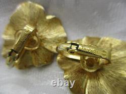 Alfred Philippe Rare Crown Trifari Pansy Rhinestone Brooch Pin Clip Earrings