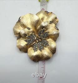 Alfred Philippe Rare Crown Trifari Pansy Rhinestone Brooch Pin Clip Earrings