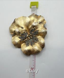 Alfred Philippe Rare Crown Trifari Pansy Rhinestone Brooch Pin Clip Earrings