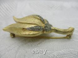 Alfred Philippe Rare Crown Trifari Tulip Rhinestone Brooch Pin Clip Earrings