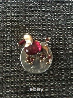 Alfred Philippe Signed Crown Trifari Red Poodle Dog Rhinestone Brooch