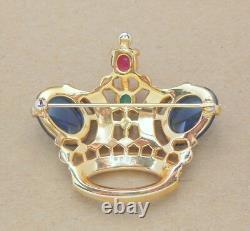 Alfred Philippe TRIFARI Large Jeweled RS Jelly Belly Crown Coronation Brooch Pin