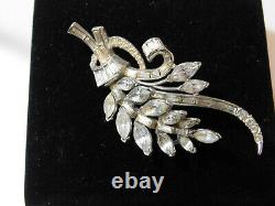 Alfred Philippe TRIFARI Rhinestone Flower Spray Silver Vintage Brooch Pin Cb 18