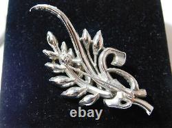 Alfred Philippe TRIFARI Rhinestone Flower Spray Silver Vintage Brooch Pin Cb 18