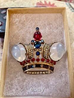 Alfred Philippe Trifari 1944 Large Sterling Silver King Crown Brooch Pat 137542