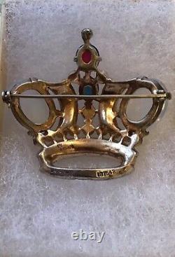 Alfred Philippe Trifari 1944 Large Sterling Silver King Crown Brooch Pat 137542