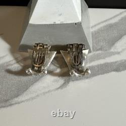 Alfred Philippe Trifari Crown Citrine Glass Sterling Silver Earrings
