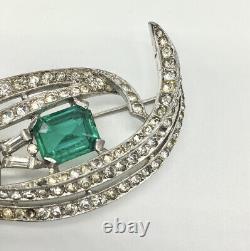 Alfred Philippe Trifari Emerald Green Cushion Cut Crystal Large Bouquet Brooch