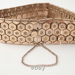 Alfred Philippe Trifari Honeycomb Rhinestone Star Gold Tone Choker Bracelet Set