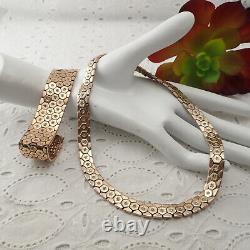 Alfred Philippe Trifari Honeycomb Rhinestone Star Gold Tone Choker Bracelet Set