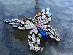 Alfred Philippe Trifari Pastel Glass Navette Butterfly Brooch- Shades of Spring